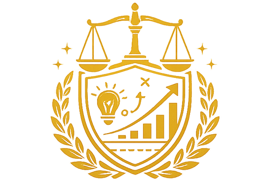 Icono de escudo con gráfico ascendente y bombilla representando Estrategia Empresarial